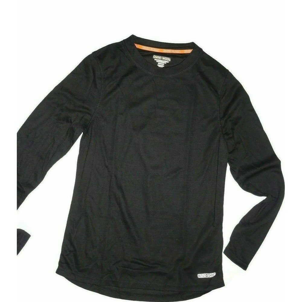 Omni Wool men's Black base layer Crew top shirt Omniwool size Small S - Picture 2 of 3